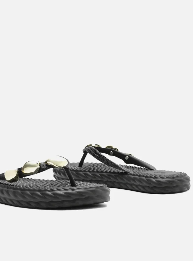 Kazu555✨ Chinelo Brizza de Dedo Preto Marrocos Flip Flop Metal