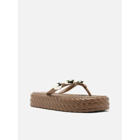Chinelo de Dedo Marrom Marrocos Flip Flop Metal | KOURO MULTIMARCAS