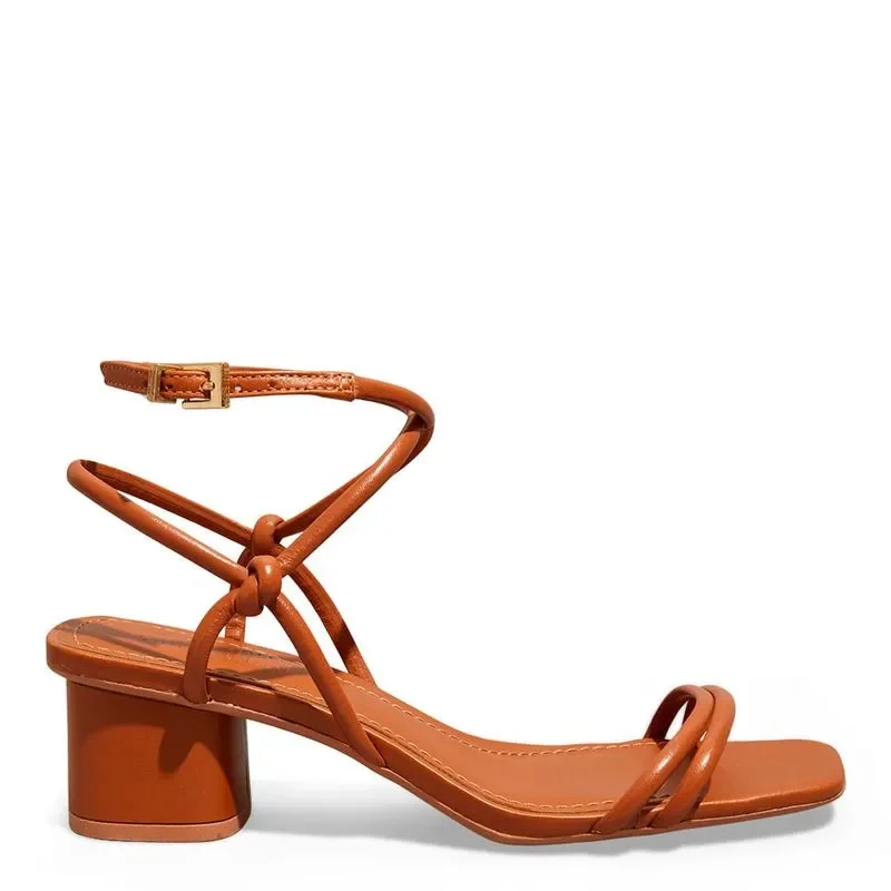 Sandália Santa Lolla Couro Nobre Soft Marrom Safari Salto Grosso Baixo