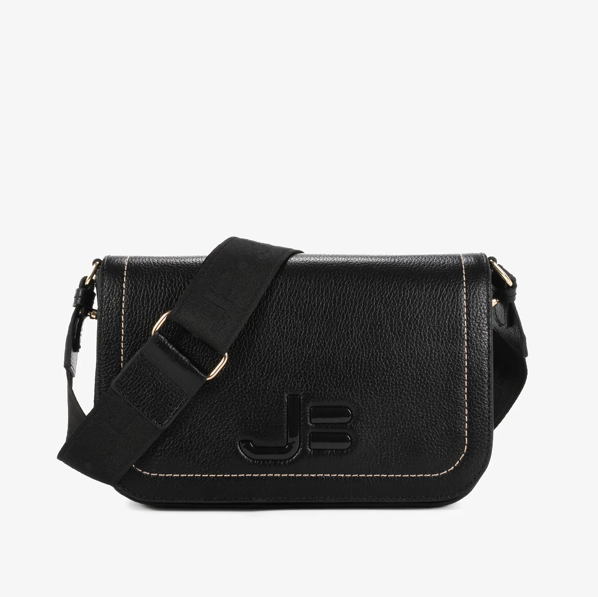 Bolsa Jorge Bischoff Transversal Preto Couro | KOURO MULTIMARCAS