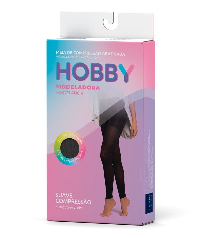MEIA 191 HOBBY MODELADORA LEGGING PRETA BAIXA COMPRESSÃO 15-20mmHg