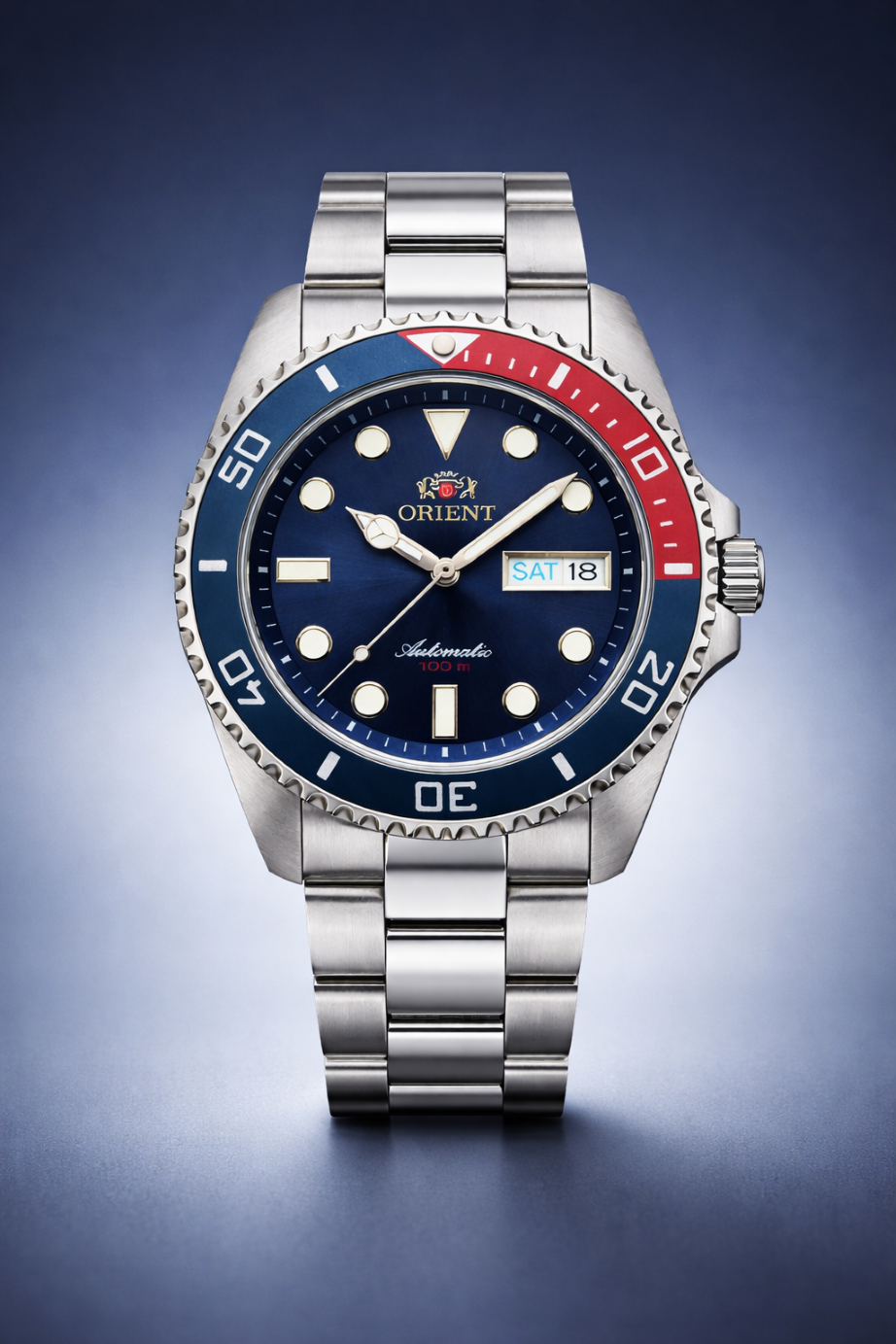 Relógio Orient Masculino Submariner Azul Pepsi Automático