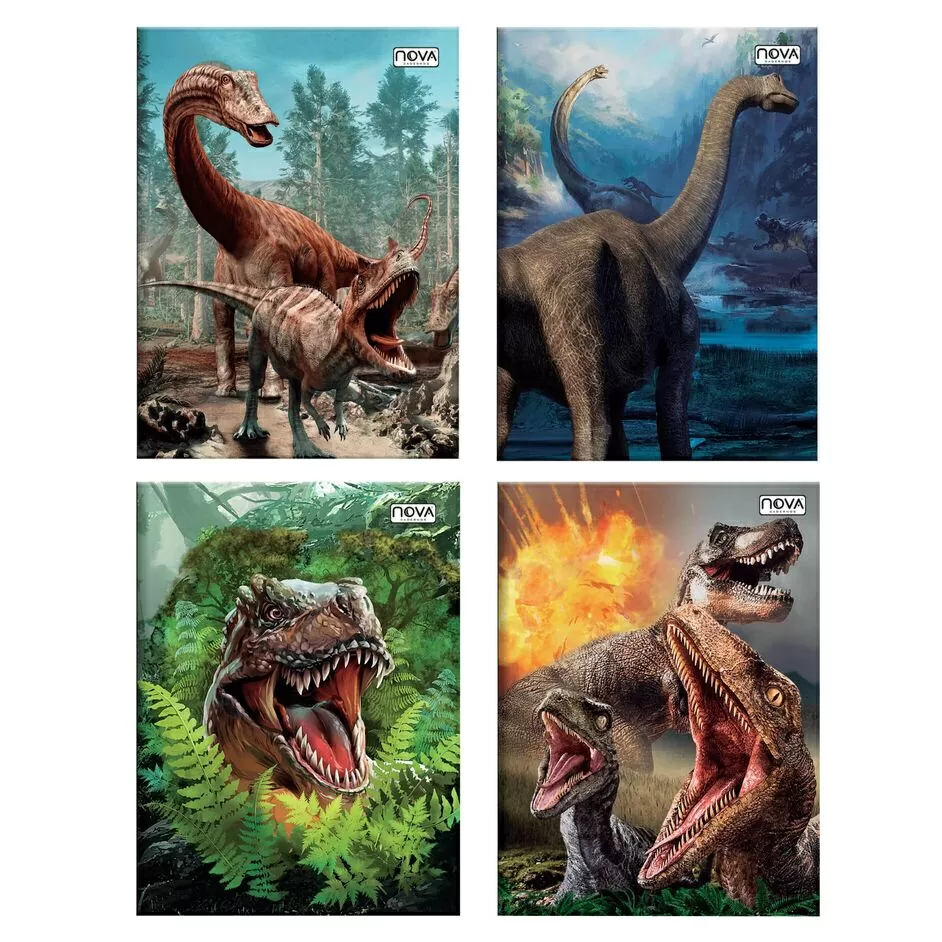 CADERNO BROCH. 1/4 C/D COSTURADO 96 FLS DINOS ZOO | Papelaria Rio