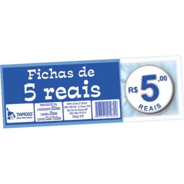 FICHA DE 5 REAIS 50X2FLS - TAMOIO | Papelaria Rio Madeira
