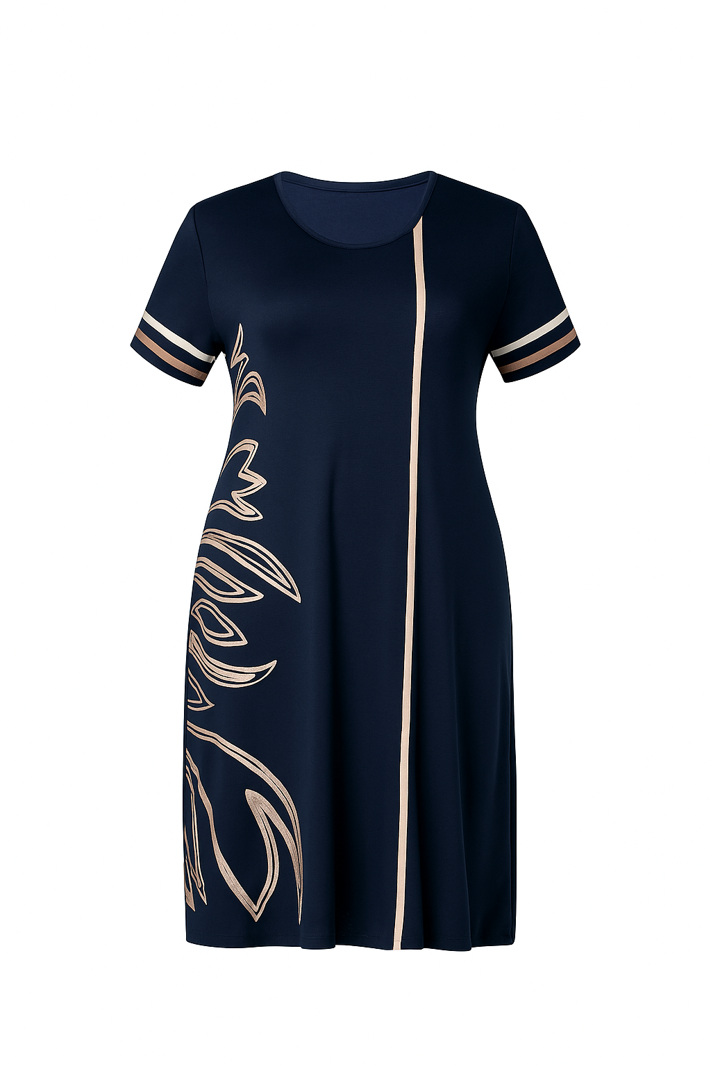 Vestido Azul-Marinho Plus Size com Aplicaes Exclusivas  Confor