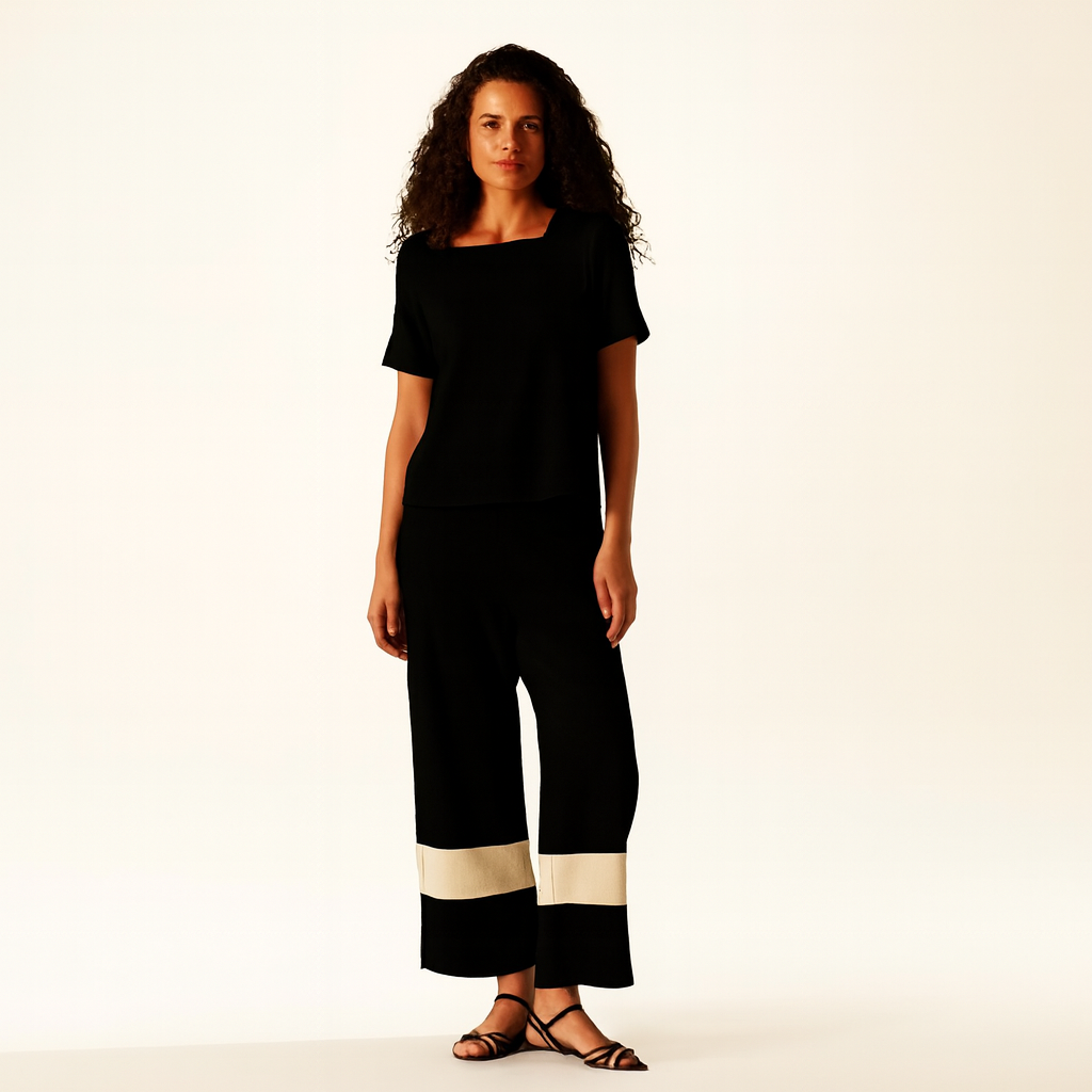 Conjunto Moletinho Bicolor | Pantacourt e Blusa | Conforto