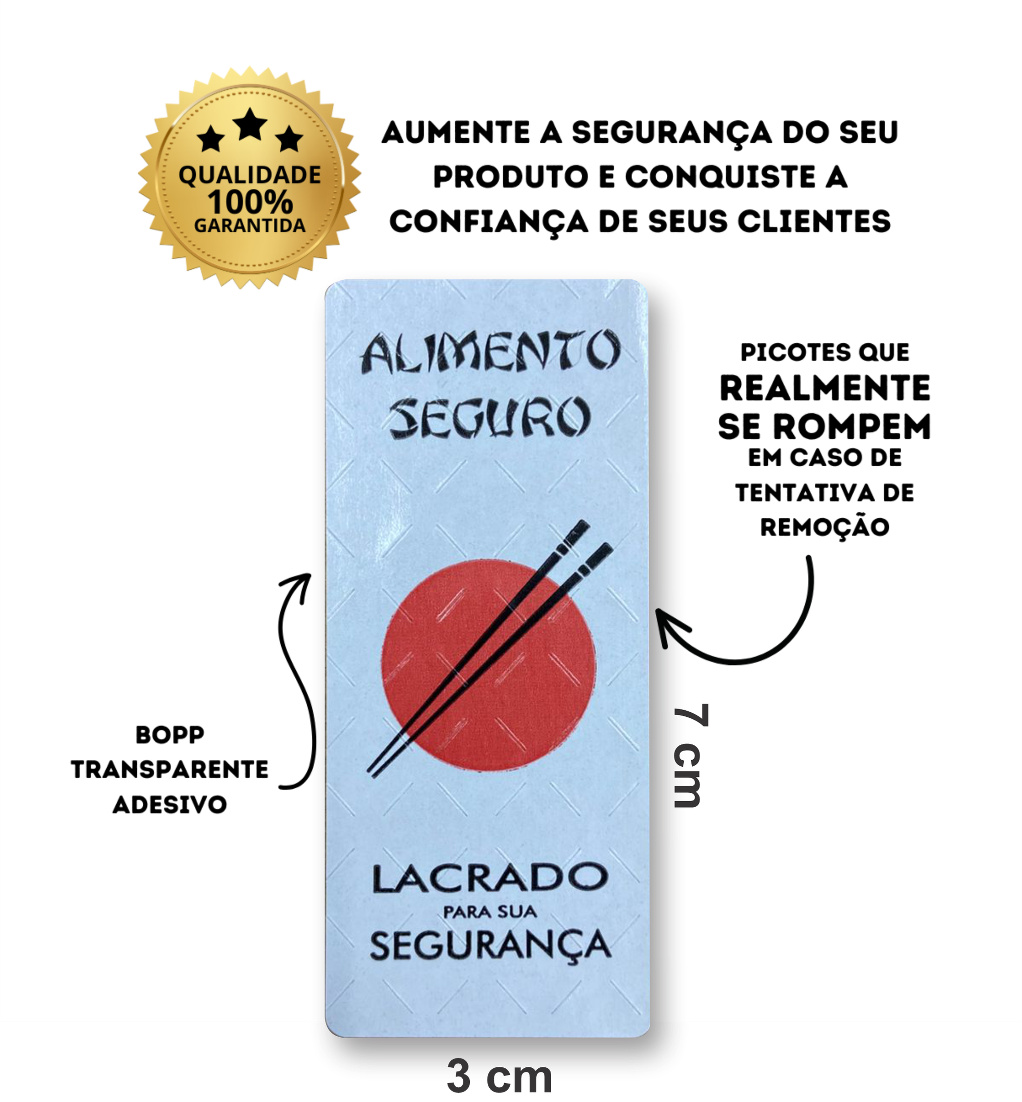 Lacre 3x7 cm - Japonês Branco - 1000 unidades | PRINT COMPANY