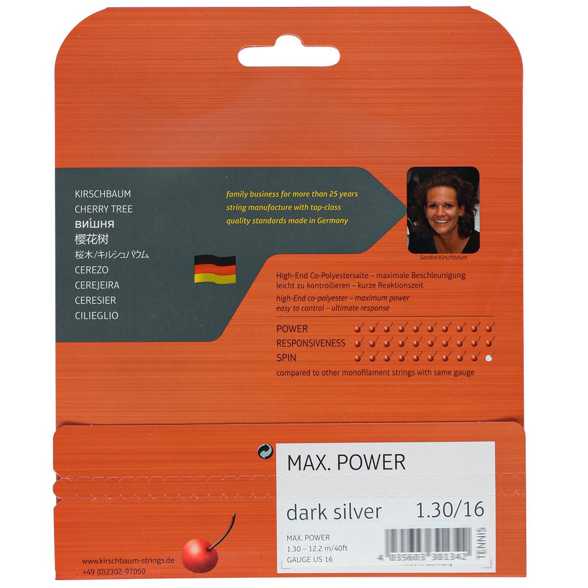 Corda Kirschbaum Max Power 17 1.25mm - Set Individual | TENIS BARD