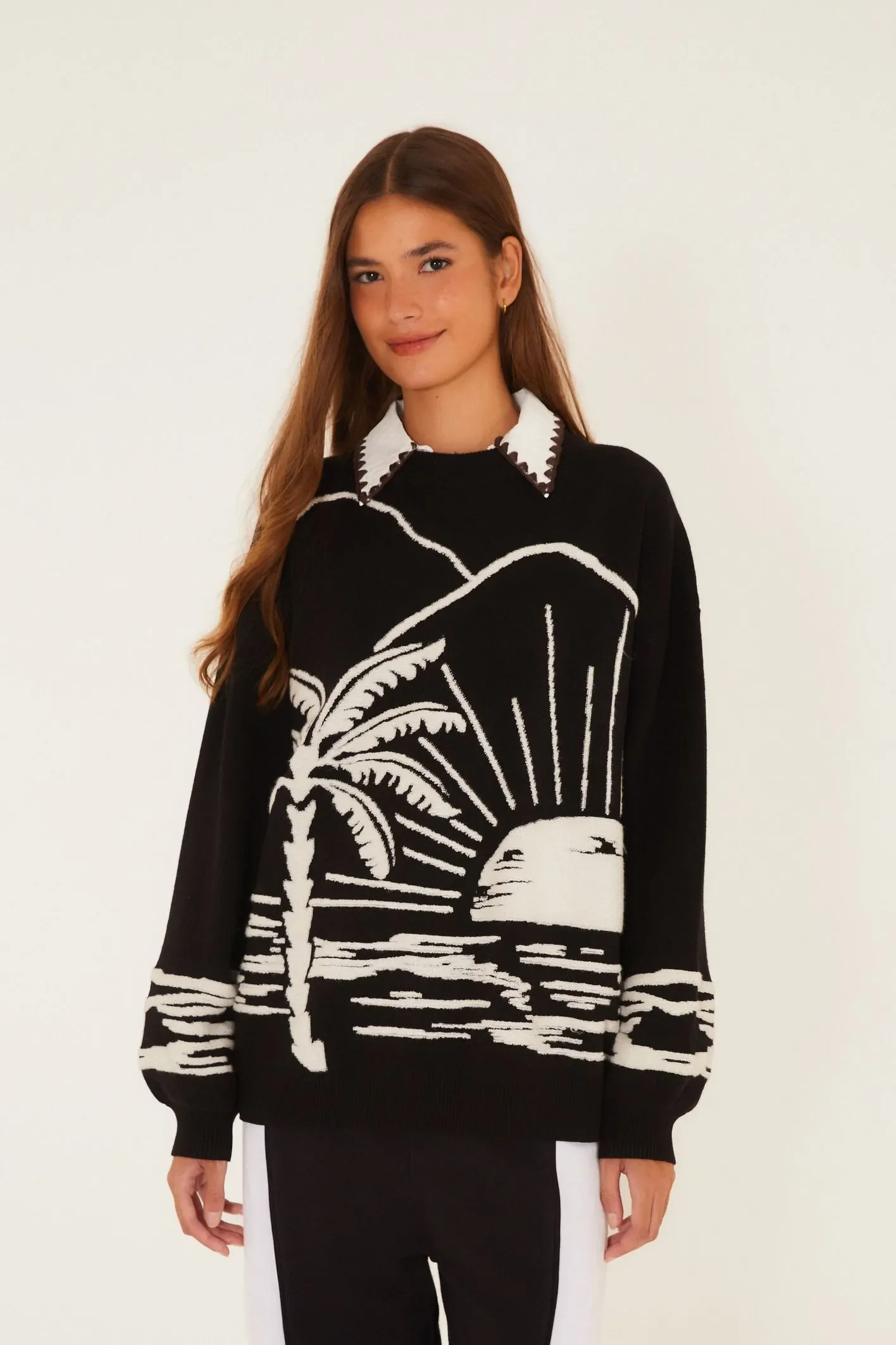 PULL TRICOT JACQUARD CHENILLE PEB | Riva Lojas | Riva