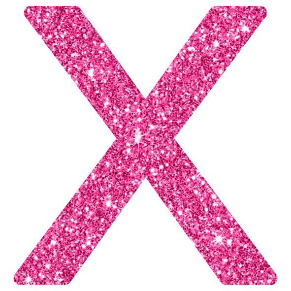 LETRA DE EVA “X” COM GLITTER 1UN 13,3CM ROSA CLARO 2MM