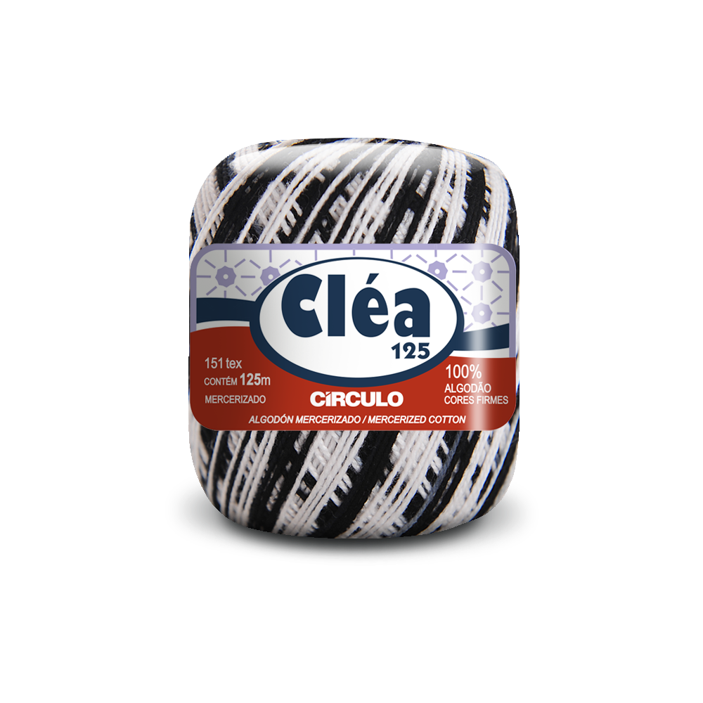 その他 lisaloha LINHA PARA CROCHÊ CLÉA 100%ALGODÃO 70769/125 125MT MESCLA PRETO