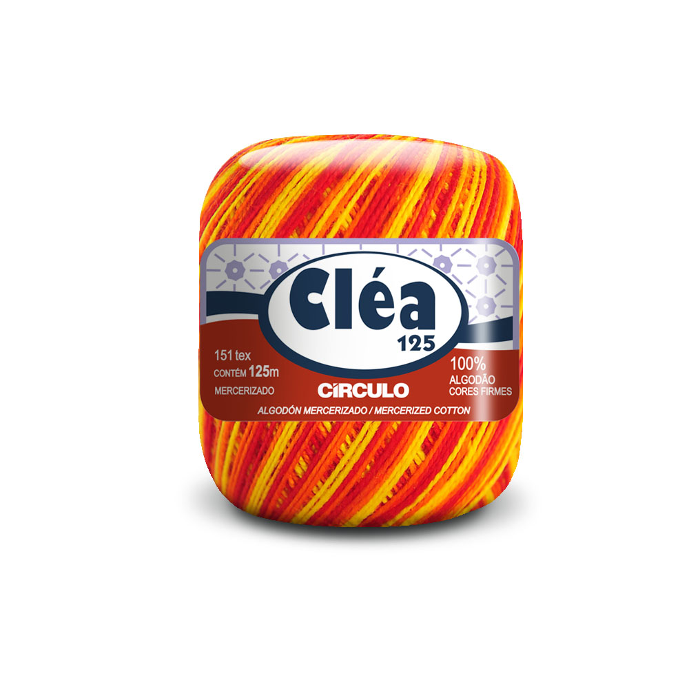 LINHA PARA CROCHÊ CLÉA 100%ALGODÃO 70769/125 125MT MESCLA LARANJA