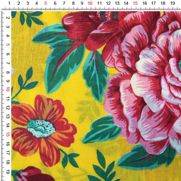 TECIDO CHITA CHITÃO FLORAL 1M, 1,40M L VERDE/ROSA/AMARELO | CHITÃO