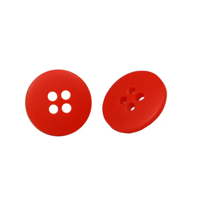 BOTÃO REDONDO PLÁSTICO COM 4 FUROS 12UN 14MM VERMELHO