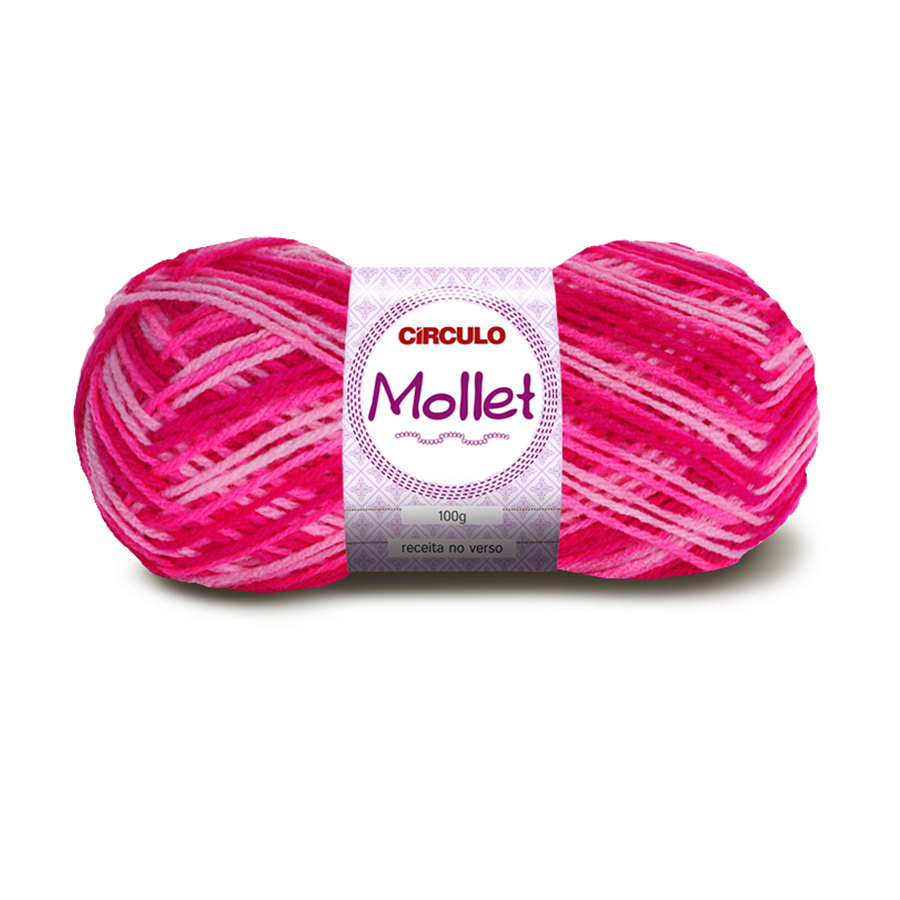 LÃ MOLLET PARA TRICO 100%ACRÍLICO 40G MESCLA PINK 9339 CIRCULO