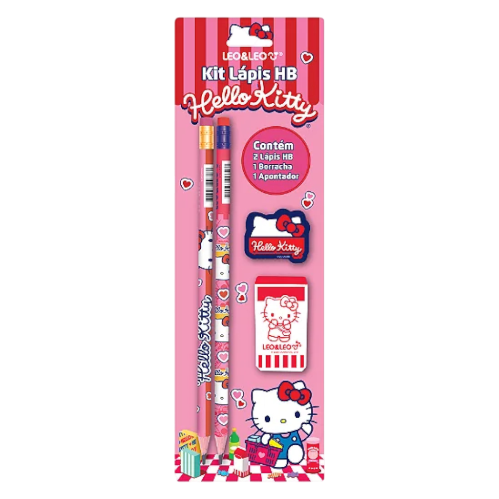 KIT HELLO KITTY COM LÁPIS/APONTADOR/BORRACHA - 1UN | LAPIS GRAFITE