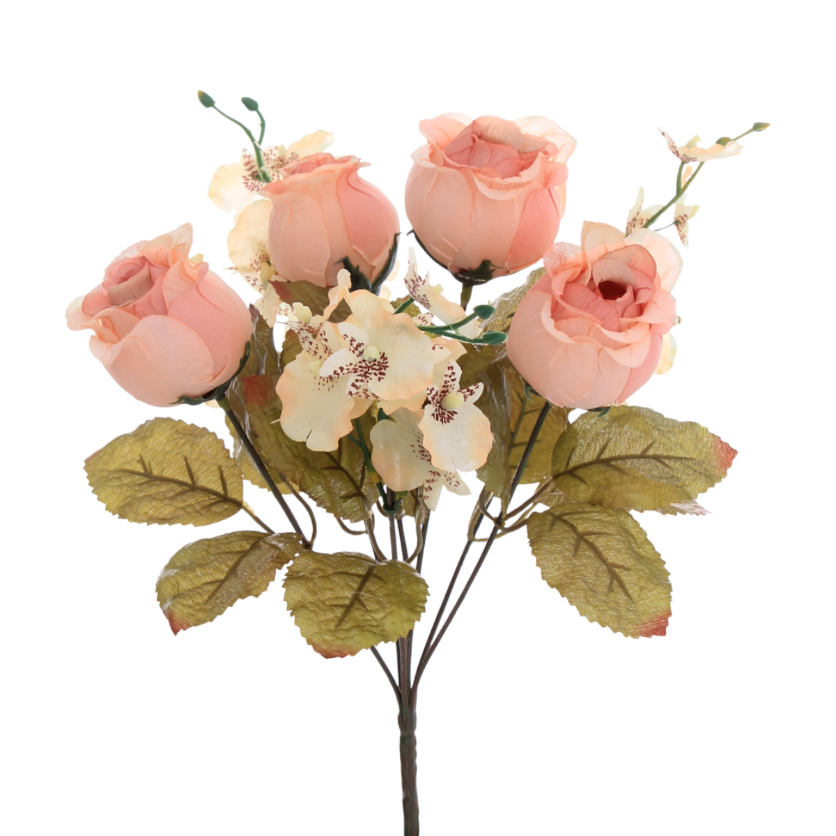 BOUQUET FLOR BOTAO ROSA E ORQUIDEA CETIM 1UN (REF.31511-241
