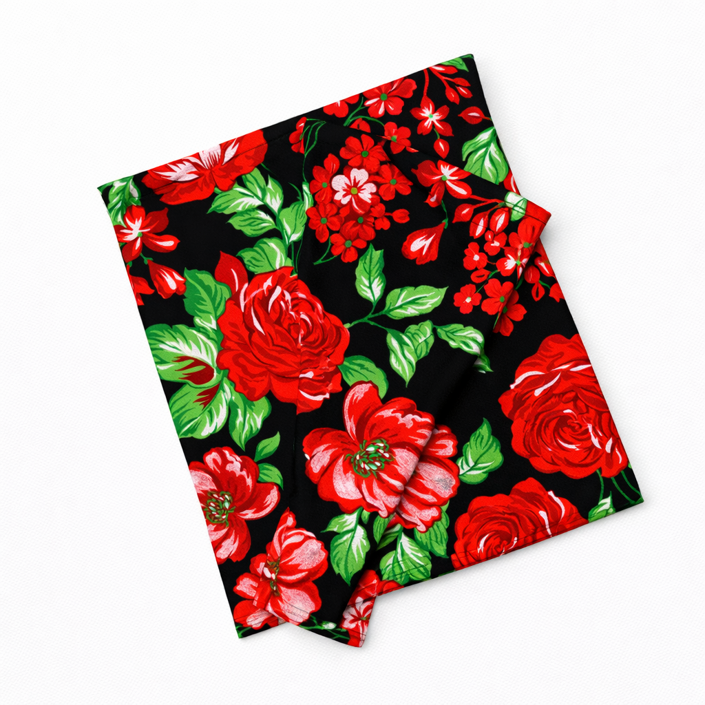 【chita】 TECIDO CHITA CHITÃO FLORAL 1M 1,40M L PRETO/VERMELHO/VERDE