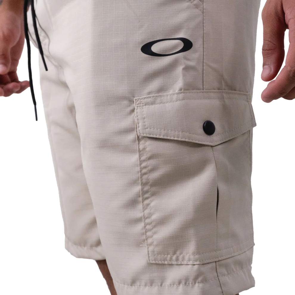 OMMO DRAWSTRING BACK ZIP JK　KHAKI Shorts Oakley Cargo Zip - Humus