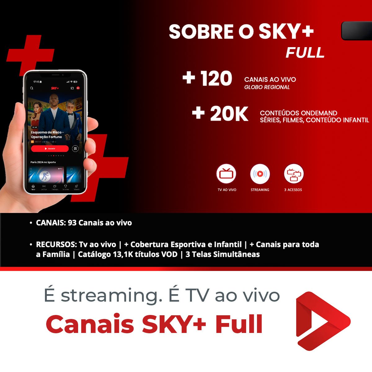 Pacote TV por Assinatura SKY+ Full